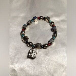 Vintage Cross Cube Bracelet Silver Tone